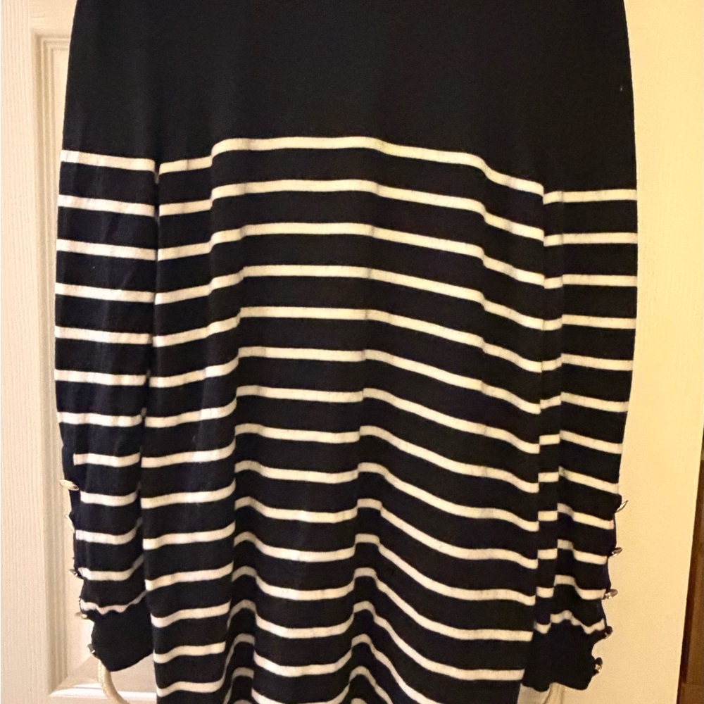Sezane Navy and White Striped Sweater Dress XL